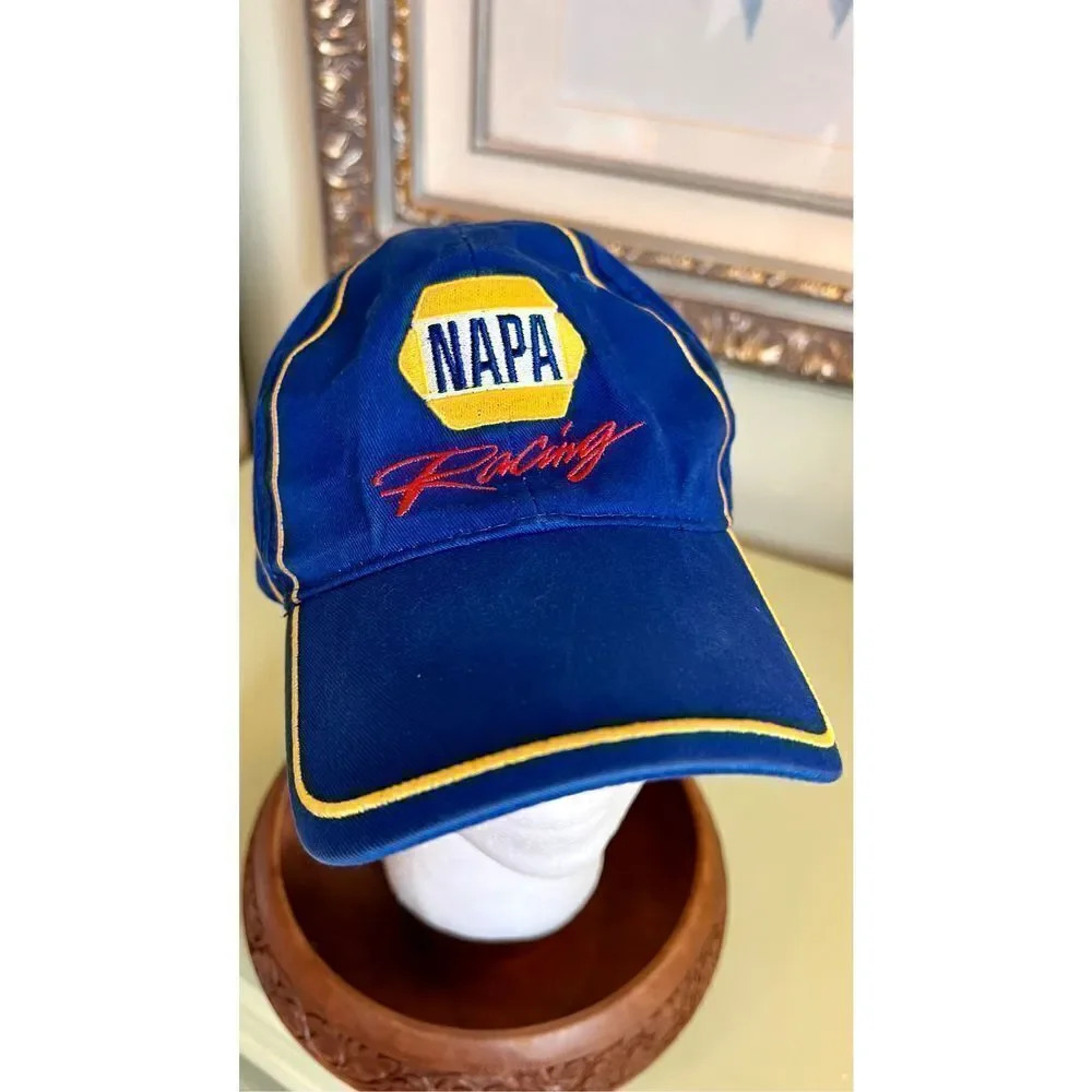 NASCAR NAPA Racing Michael Waltrip Men’s Blue Yellow Adjustable Hat Cap‎